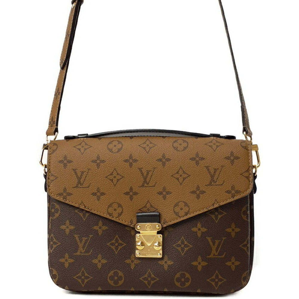 Louis Vuitton Monogram Leather Brown Reverse Pochette Metis Bag